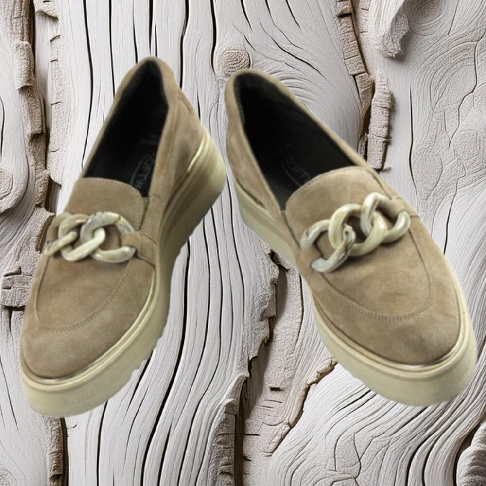 Softwaves Sahara Tan Suede Platform Loafer Size 36 (US 6) - Picture 2 of 9